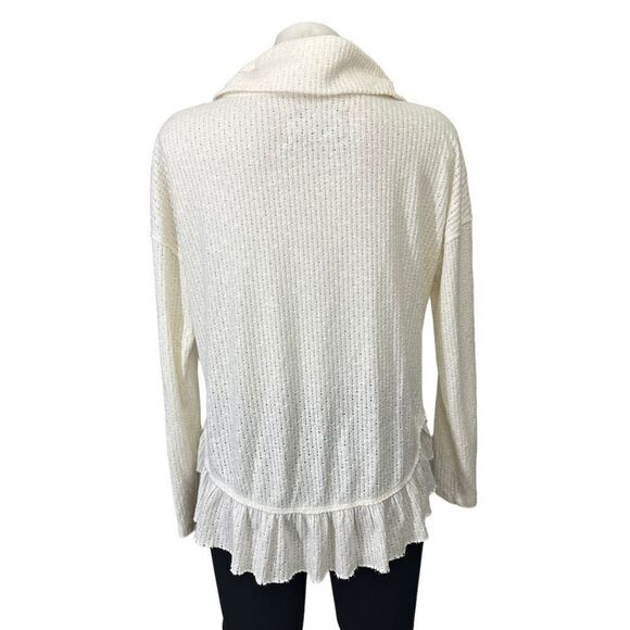 ANTHROPOLOGIE Maeve Addie Hacci Pullover Knit Sweater Ruffled Hem size XS - Picture 4 of 9